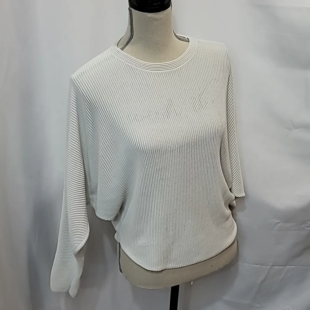 WILFRED Ribbed Viscose Linen Blend Parachute Drop Shoulder Top Blouse - Picture 1 of 9